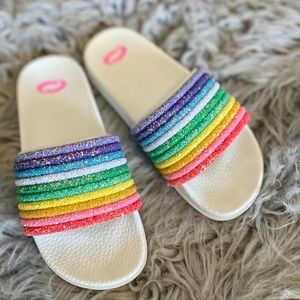 Girl’s Juniors Slip on Sandal Rainbow Glittered